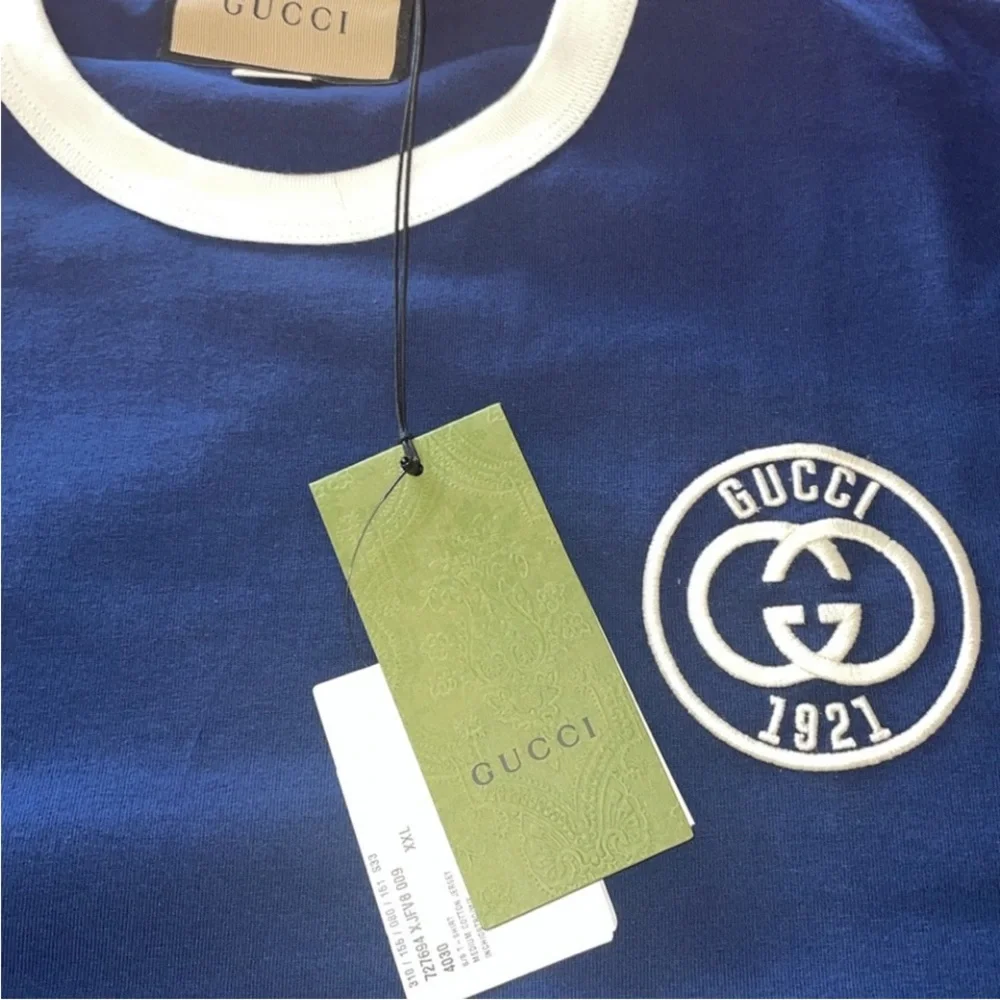 New Gucci 1921 logo embroidery shirt